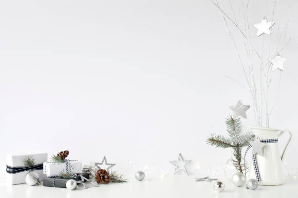 istock Christmas wall mock-up. Scandinavian style. Wall art. 1057676748