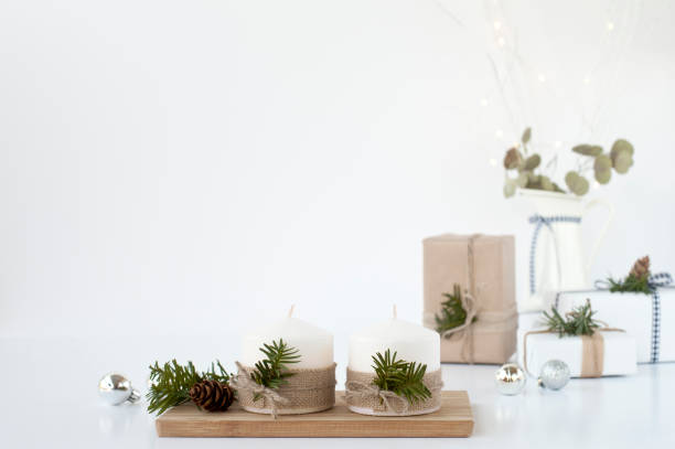 istock Christmas wall mock-up. Scandinavian style. Wall art. 1057676750