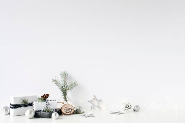 Christmas wall mock-up. Scandinavian style. Wall art.