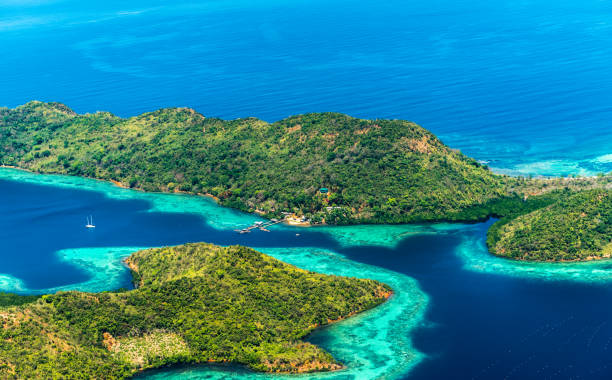 View of the islands, Philippines. Copy space for text. Top view. View of the islands, Philippines. Copy space for text. Top view cebu province stock pictures, royalty-free photos & images