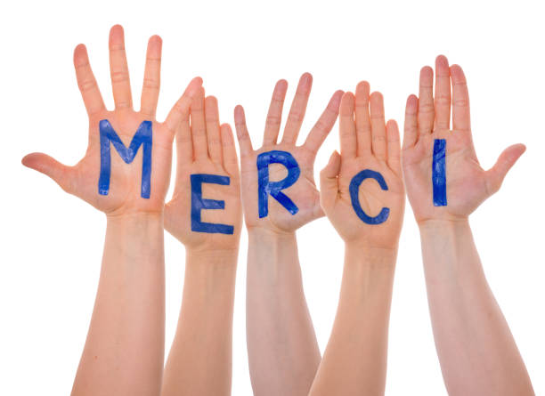 istock Many Hands Building Merci Means Thank You, Isolated 1057682438