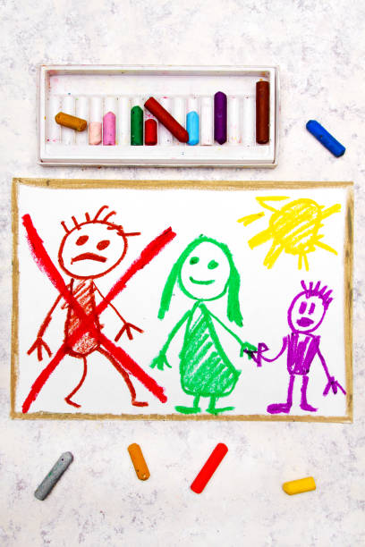 istock Colorful drawing: Representation of marriage break up or divorce. 1057682556