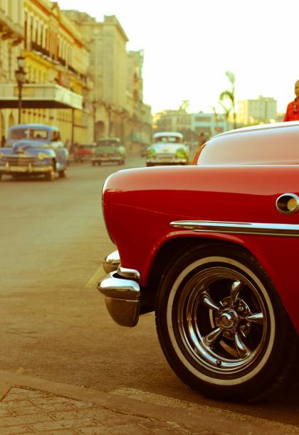 istock Old Timer Havana Cuba Auto Card Automobile Street Red 1057682640