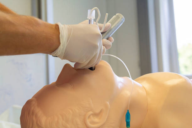istock Endotracheal intubation on a medical practice puppet 1057697670