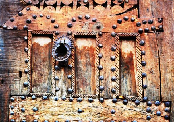 Beautiful Moroccan old doors and windows. Marrakesh, Morocco.