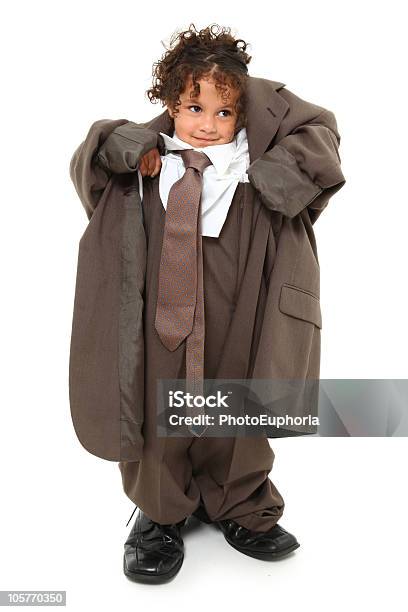 Little Girl Wearing Grown Up Mans Business Suit Stock Photo - Download Image Now - Too Big, Oversized Object, Child