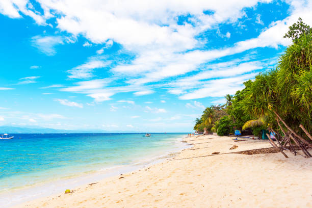 istock View of the sandy beach in Moalboal, Cebu, Philippines. Copy space for text. 1057704500
