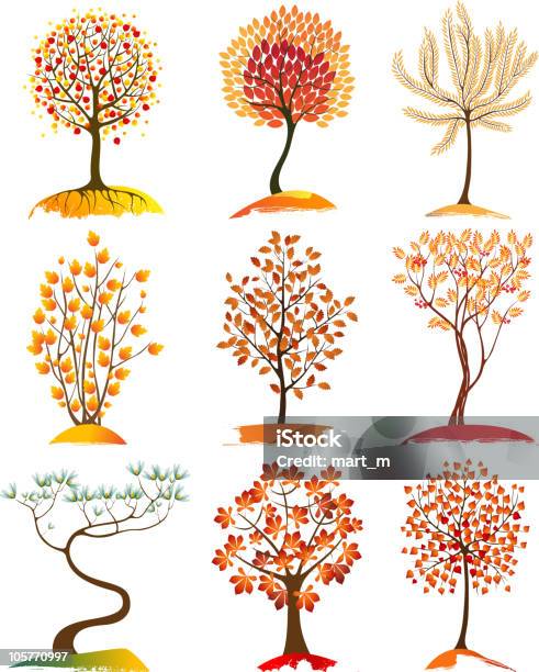 Ilustración de Árboles De Otoño y más Vectores Libres de Derechos de Aire libre - Aire libre, Amarillo - Color, Arbusto