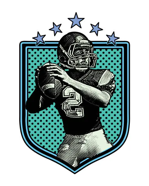 Vector illustration of Quarterback passing football, flat design