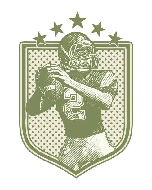 Vector illustration of Quarterback passing football, flat design