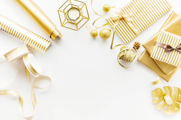 istock Christmas golden decoration on white 1057713756