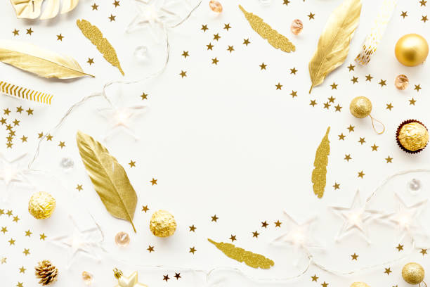istock Christmas golden decoration on white 1057713840