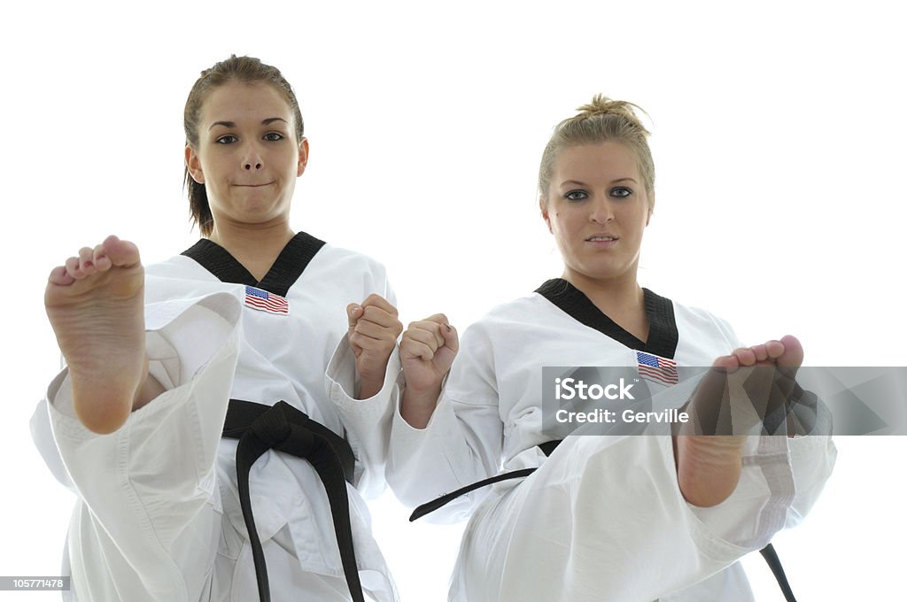 Kick Together Kicking Pair Stock Photo - Download Image Now - Black Belt, Color Image ...