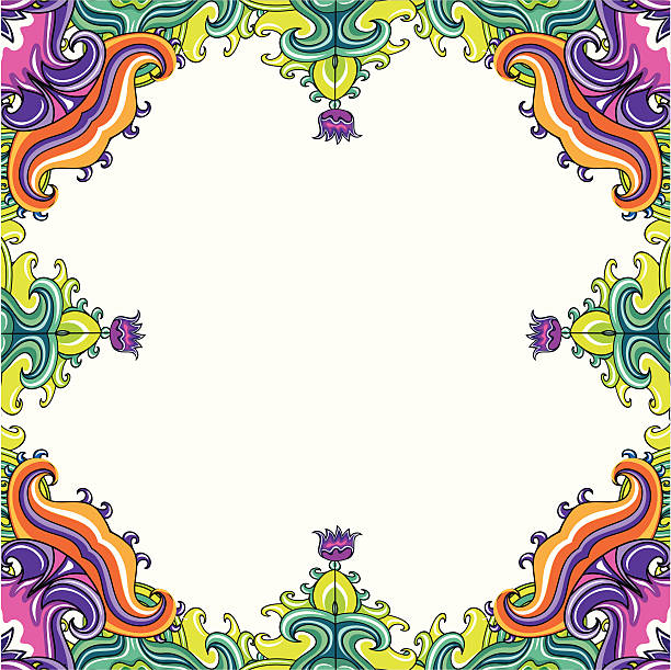 abstract floral frame-(serie - frame copy space fantasy scroll stock-grafiken, -clipart, -cartoons und -symbole