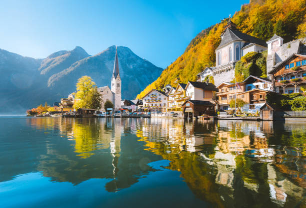 istock Hallstatt mountain village in fall, Salzkammergut, Austria 1057725870