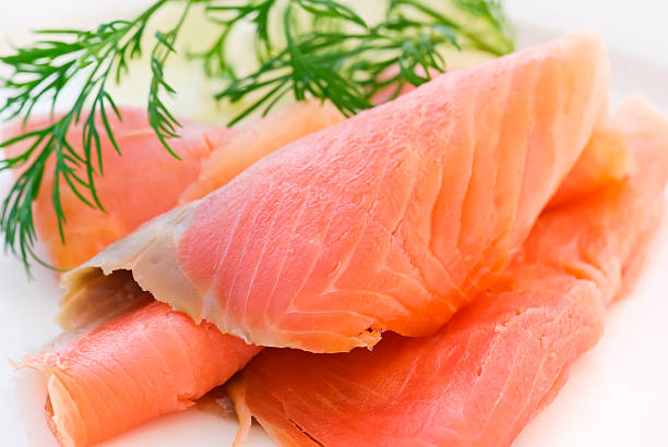 istock Smoked salmon with leaves for seasoning 105772821