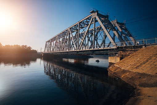 Iron railway bridge over Voronezh river