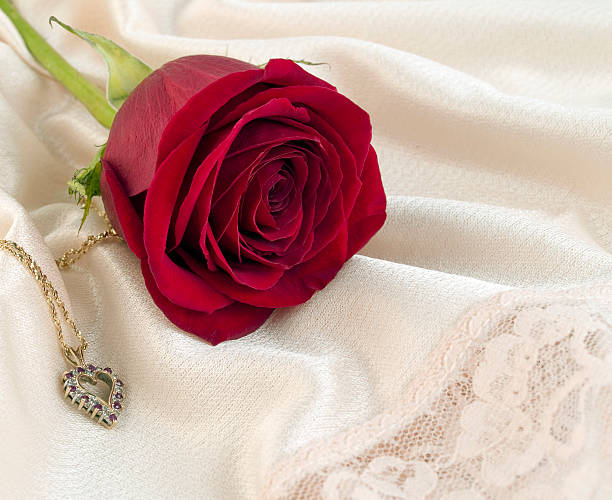istock Red Rose and Heart Necklance 105773506