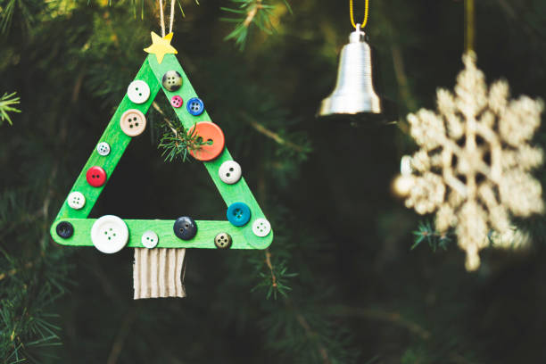 Homemade Christmas tree ornament stock photo