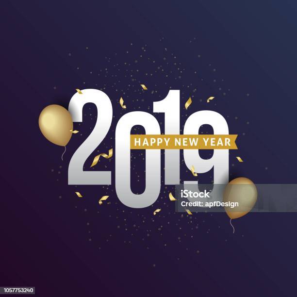 Glückliches Neues Jahr 2019 Stock Vektor Art und mehr Bilder von Neujahr - Neujahr, Bildhintergrund, Silvester