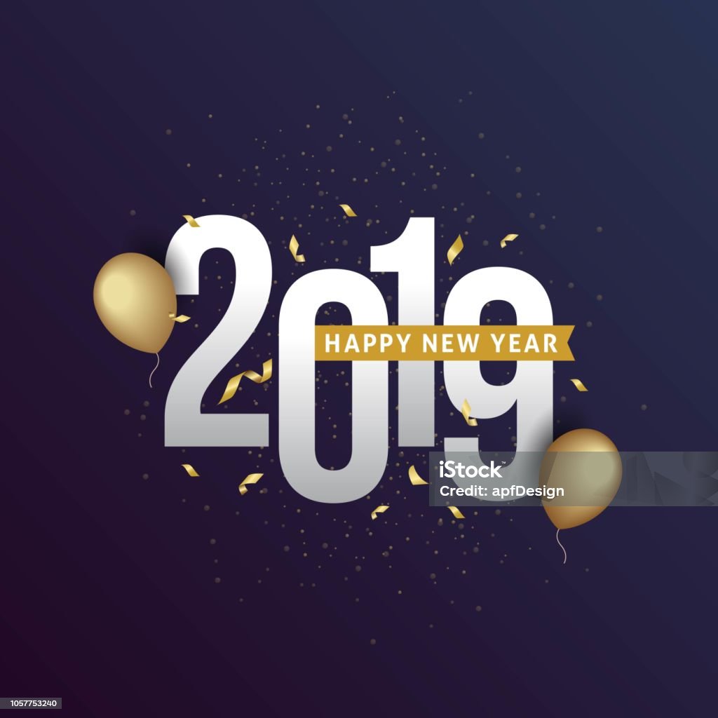 Buon anno 2019 - arte vettoriale royalty-free di Capodanno