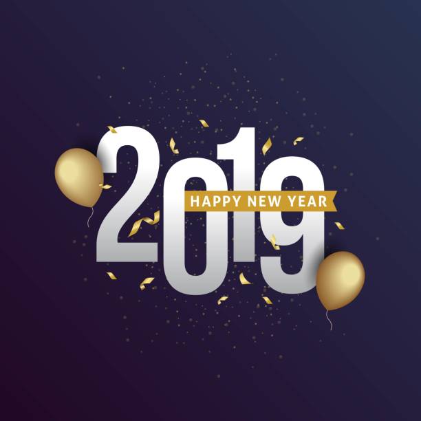 Happy New Year 2019 Happy New Year 2019 Greeting Card with trendy background illustration new year 2019 stock illustrations