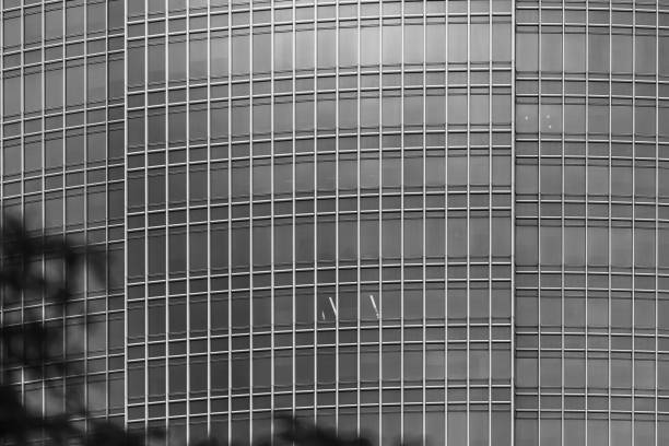 modern building exterior, architecture, close up with black and white color