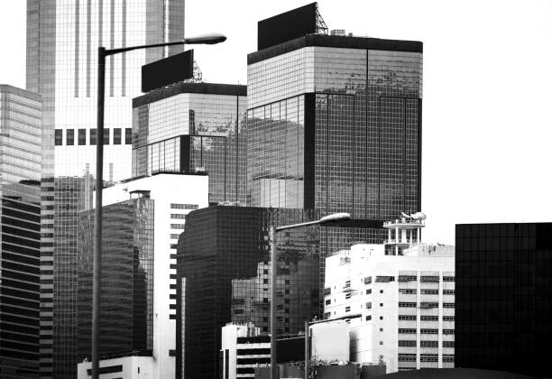 istock modern building exterior, architecture, close up with black and white color 1057761440