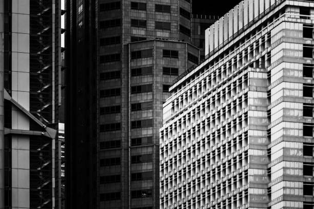 istock modern building exterior, architecture, close up with black and white color 1057761456