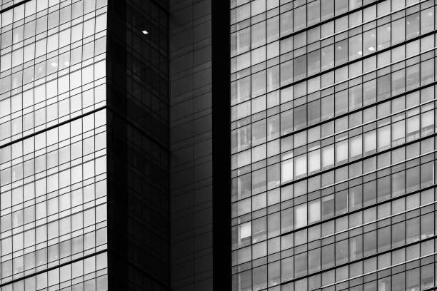 istock modern building exterior, architecture, close up with black and white color 1057761478