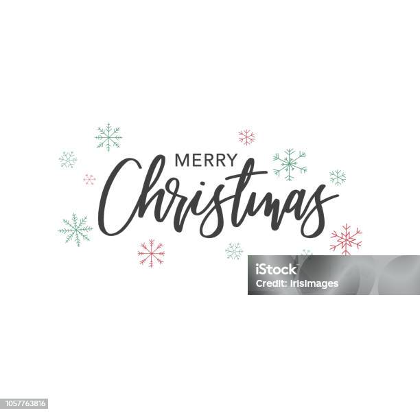 Merry Christmas Calligraphy Vector Text With Hand Drawn Snowflakes Over White Stock Illustration - Download Image Now