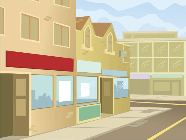 街路の背景 - small town america点のイラスト素材／ク��リップアート素材／マンガ素材／アイコン素材