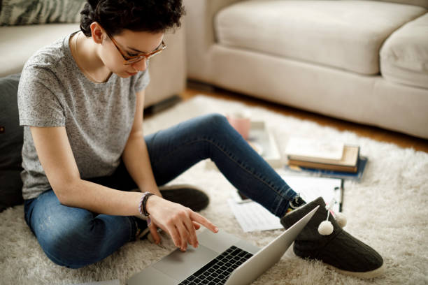 istock Young woman working at home 1057767630