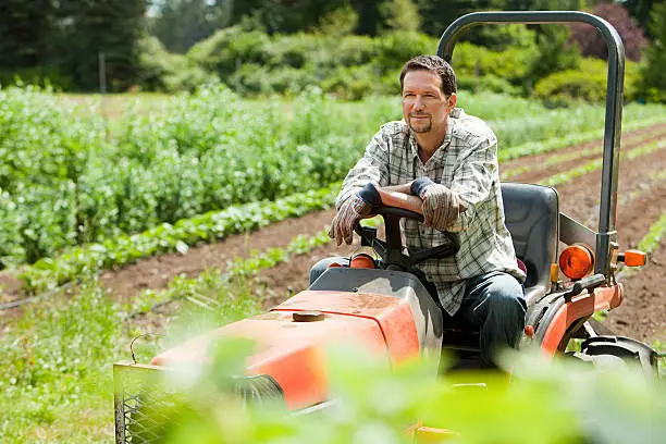 Photo of Farmer on tractor in field