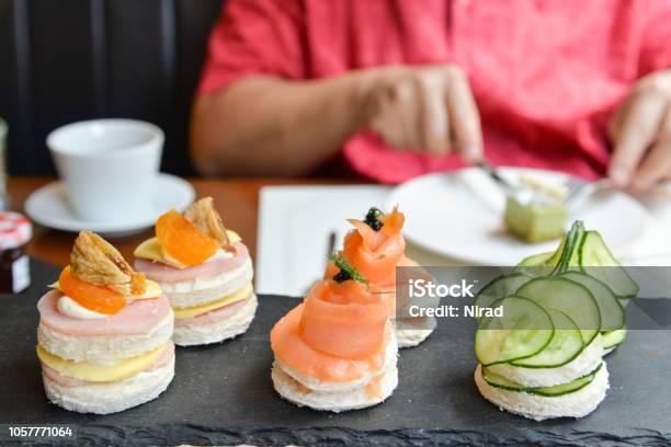 Afternoon Tea Savoury Stock Photo - Download Image Now - Afternoon Tea, Bread, Canape