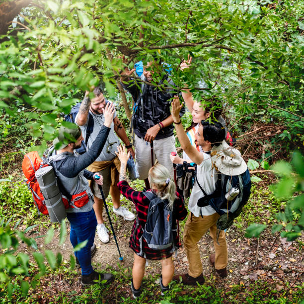 istock Trekking together in a forest 1057771068