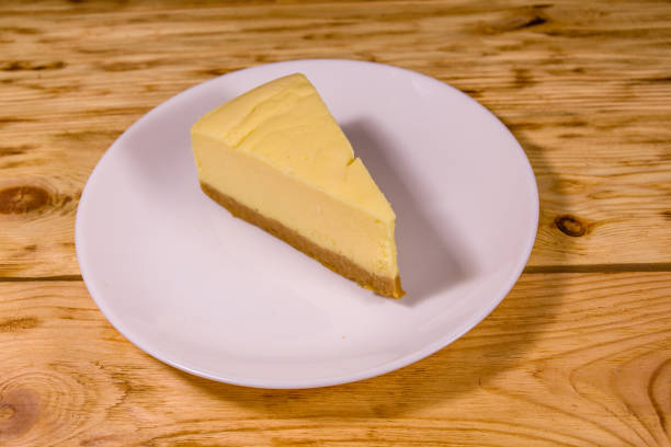 istock White plate with cheesecake New York on wooden table 1057778860