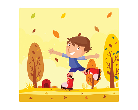 Cheerful Boy Playing Roller Skate In The Autumn Season Cartoon Character Stock Illustration - Download Image Now - iStock Cheerful Boy Playing Roller Skate In The Autumn Season Cartoon Character Stock Illustration - Download Image Now - iStock