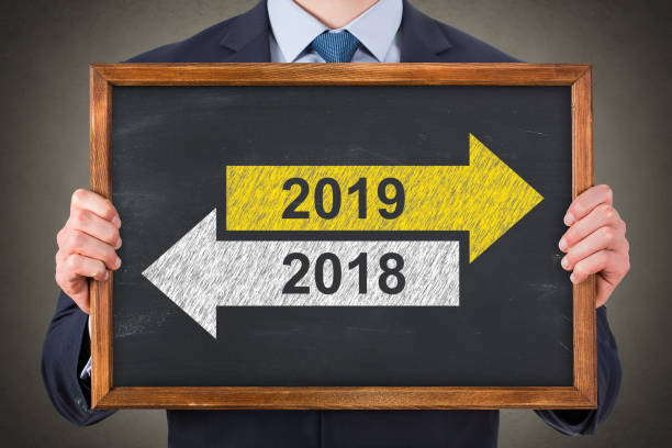 istock Old Year or New Year 2019 on Blackboard 1057794550