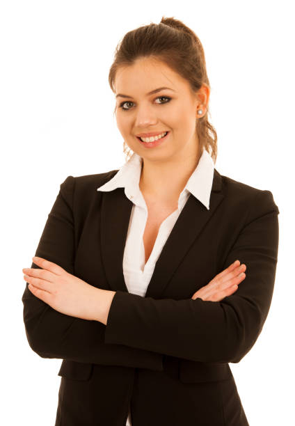 istock Attractive young woman in blue shirt isoalted over white 1057799752