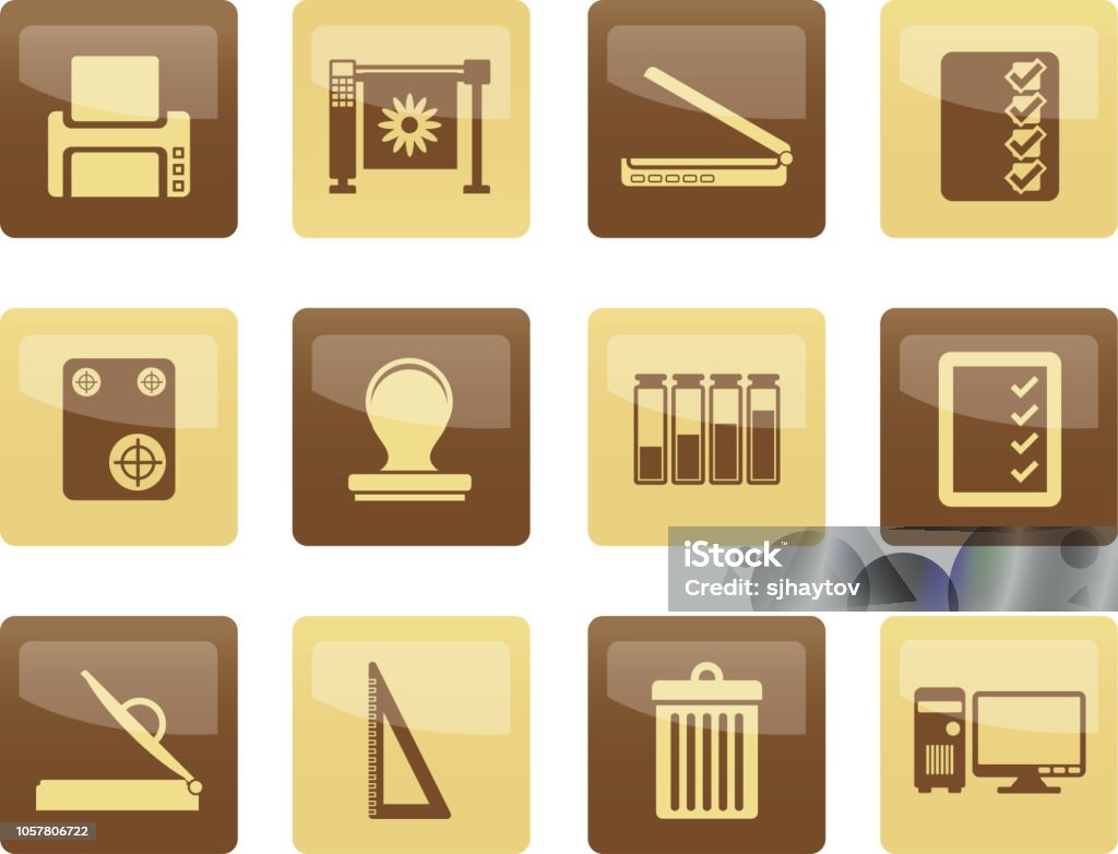 Print industry Icons over brown background Print industry Icons over brown background - Vector icon set Icon Symbol stock vector