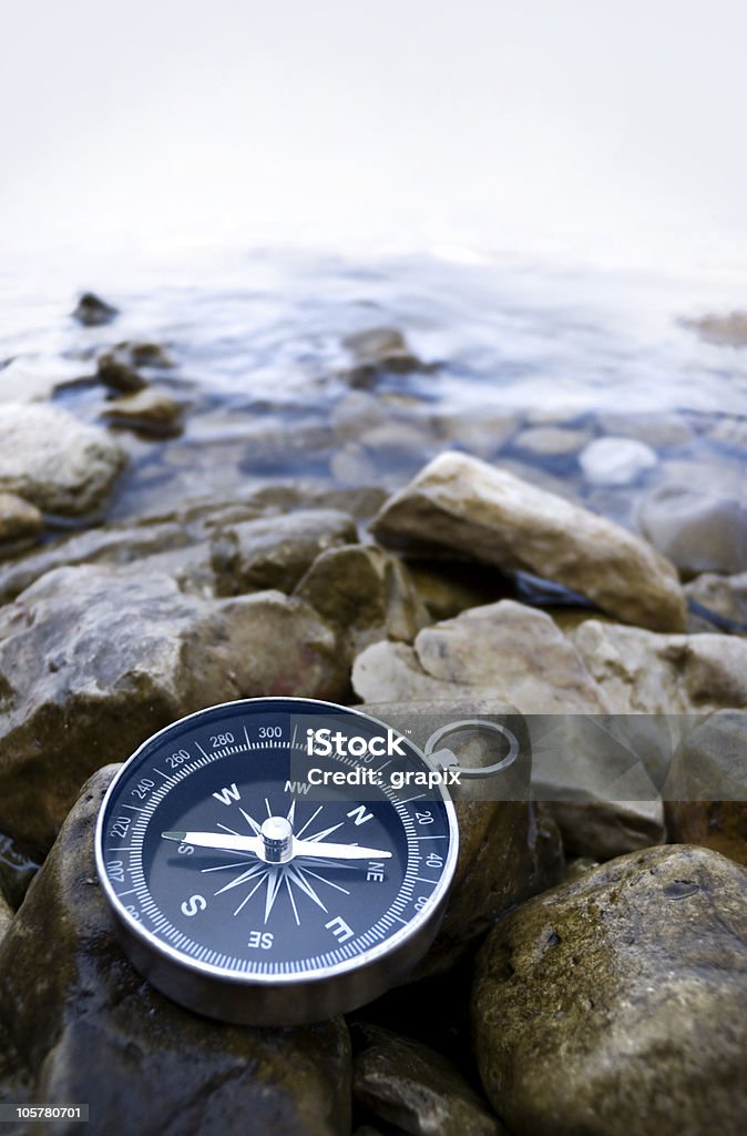 compass on the coast  Navigational Compass Stock Photo