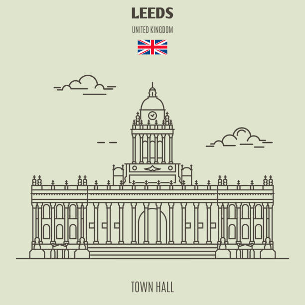 ilustrações, clipart, desenhos animados e ícones de town hall, em leeds, uk. ícone de marco - leeds england leeds town hall town town hall