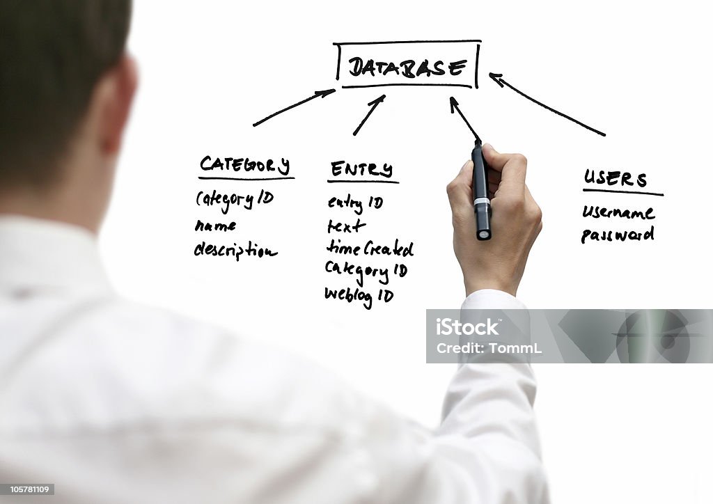Businessman showing database structure  Database Stock Photo