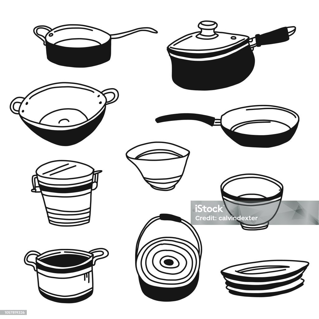 Pencil Drawing Kitchen Equipment Stock Illustration - Download ...