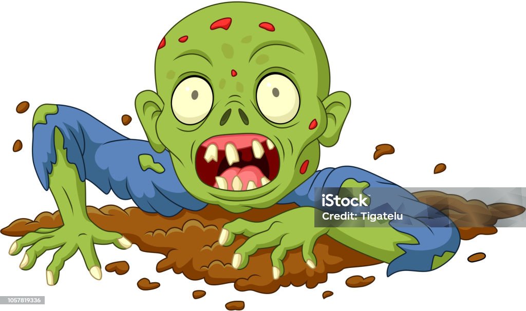 Cartoon Zombie Out Of The Ground Isolated On White Background Stock  Illustration - Download Image Now - iStock