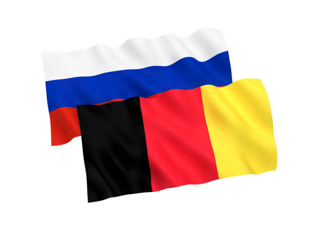 istock Flags of Russia and Belgium on a white background 1057821006