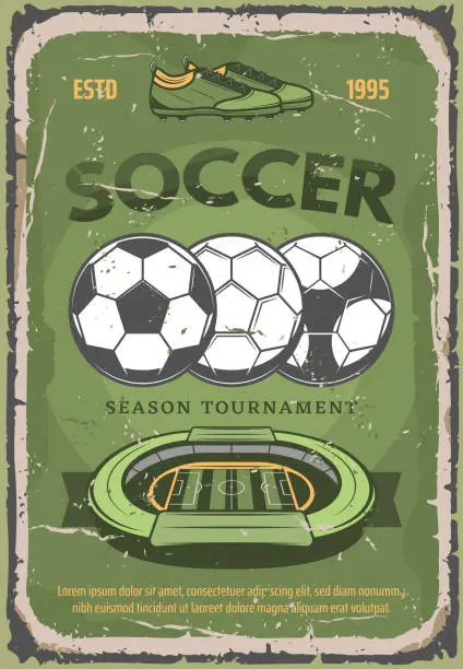 Vector illustration of Football or soccer sport vector retro poster