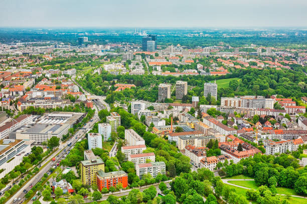istock Aerial view of Munich quarters 1057824472