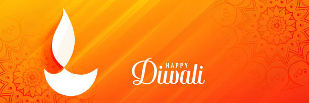 ilustrações, clipart, desenhos animados e ícones de banner festival de diwali laranja brilhante com hortelã - 15830